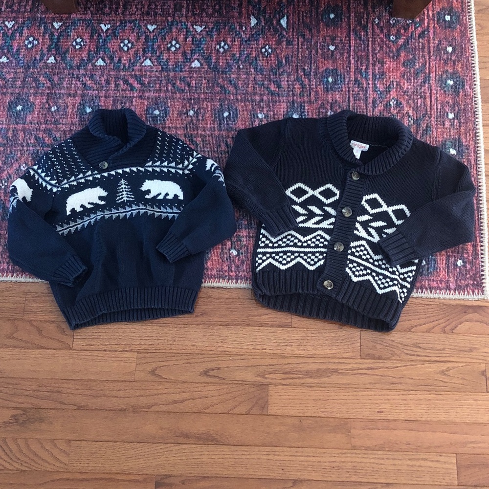 Cat & Jack & Old Navy Sweater Set Navy with White Winter Patterns